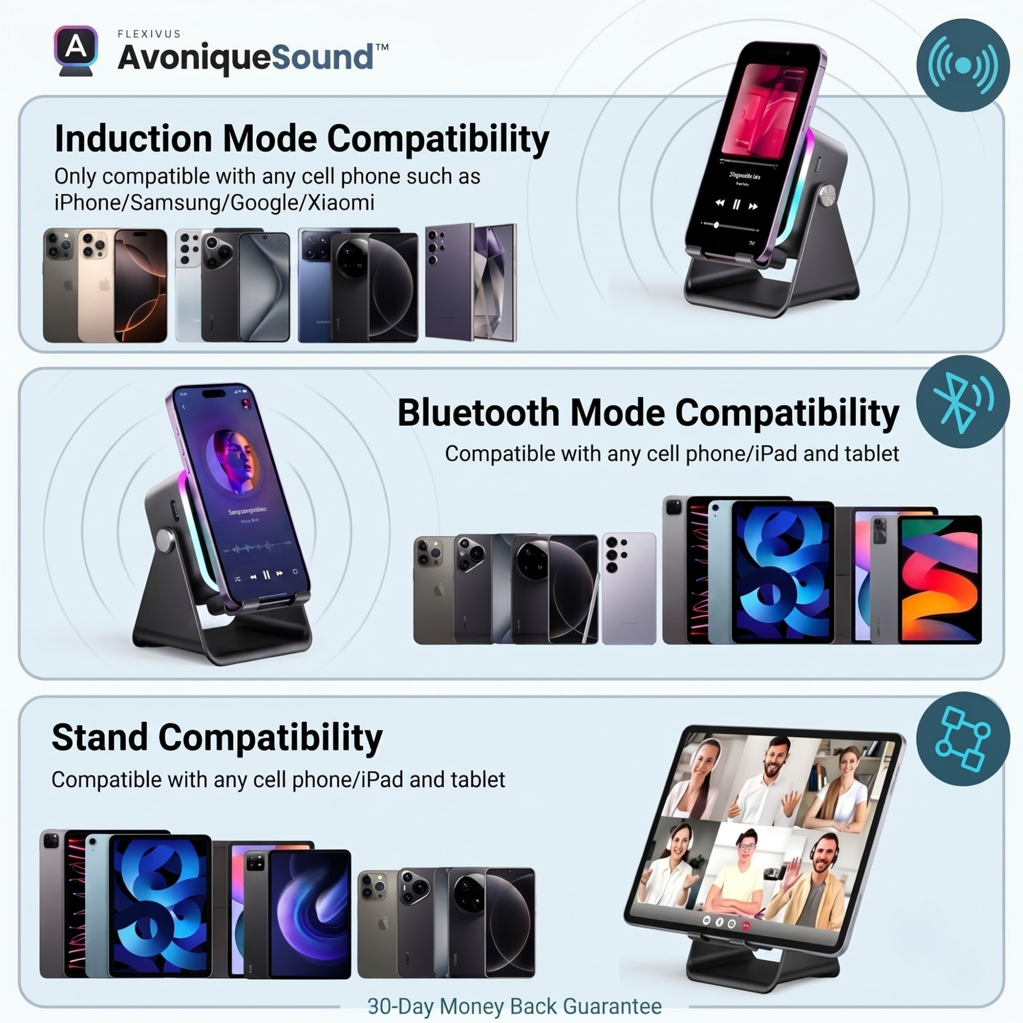Avonique™ Sound | 5-in-1 Foldable Bluetooth Speaker & Phone Stand