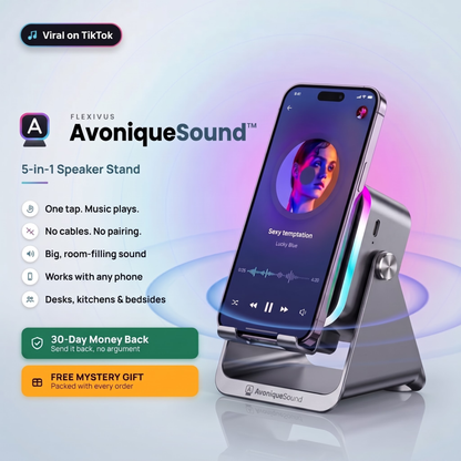 Avonique™ Sound | 5-in-1 Foldable Bluetooth Speaker & Phone Stand
