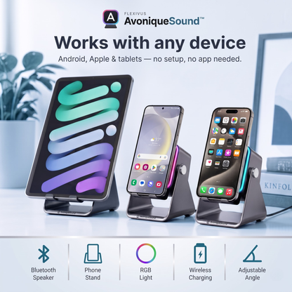 Avonique™ Sound | 5-in-1 Foldable Bluetooth Speaker & Phone Stand